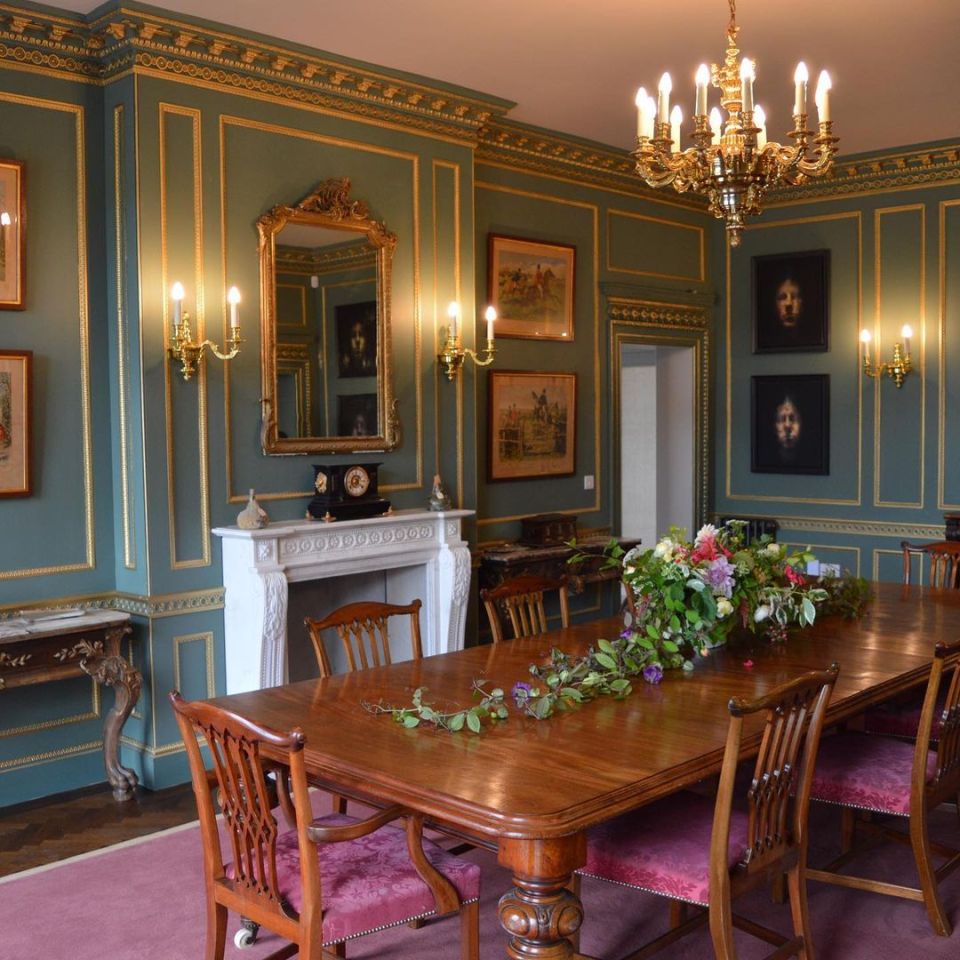 The stately home grand features include chandeliers