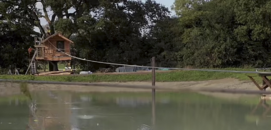 The family's sprawling garden and pond boasts its own zipwire