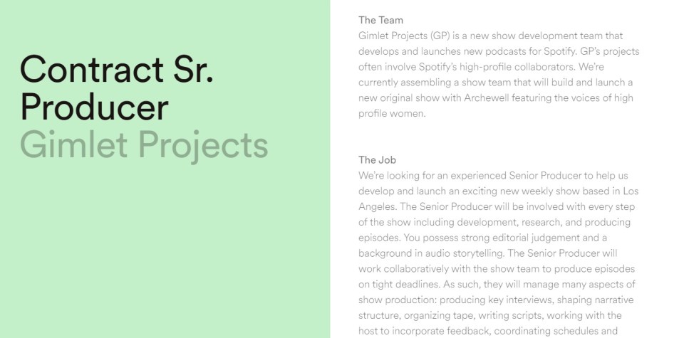 Spotify says it's hiring for a "new original show with Archewell featuring the voices of high profile women"