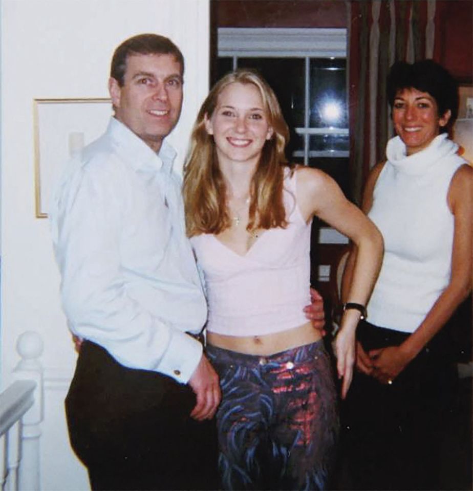 Prince Andrew with Virginia Guiffre and Ghislaine Maxwell