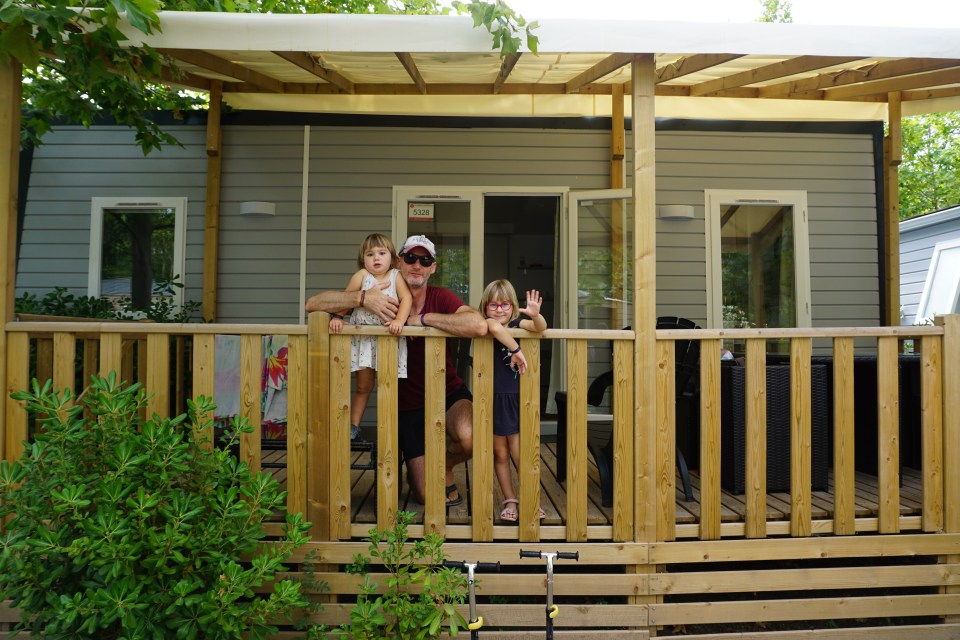 Chrissie's husband Keith and daughters Lottie and Tessa enjoy some family time