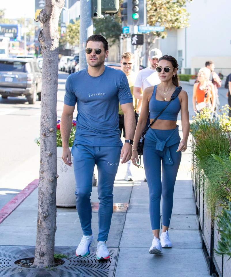 Mark and Michelle looked great in these co-ordinated blue outfits while on a stroll in Los Angeles