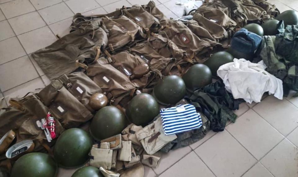 The gas masks were found along with WW2-era helmets
