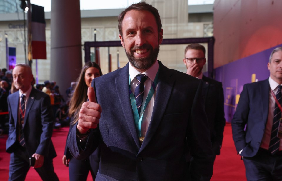 England boss Gareth Southgate will be hoping to be as happy once the draw has been made