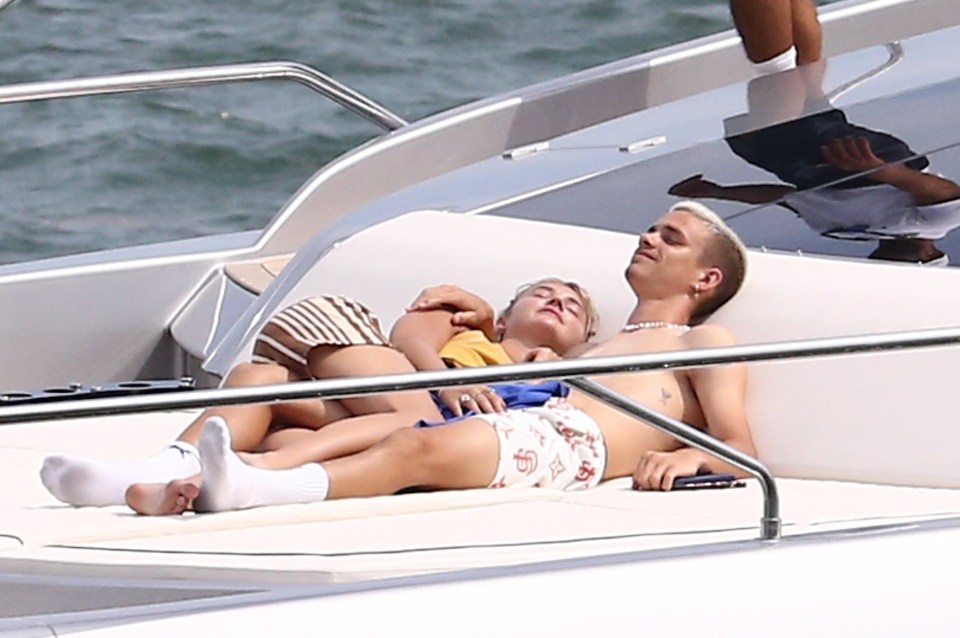 Romeo Beckham, 19, was seen with his girlfriend Mia Regan on his dad’s yacht