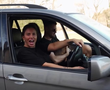 Katie Price in silver BMW which she crashed after a 'drink and drug drive' smash