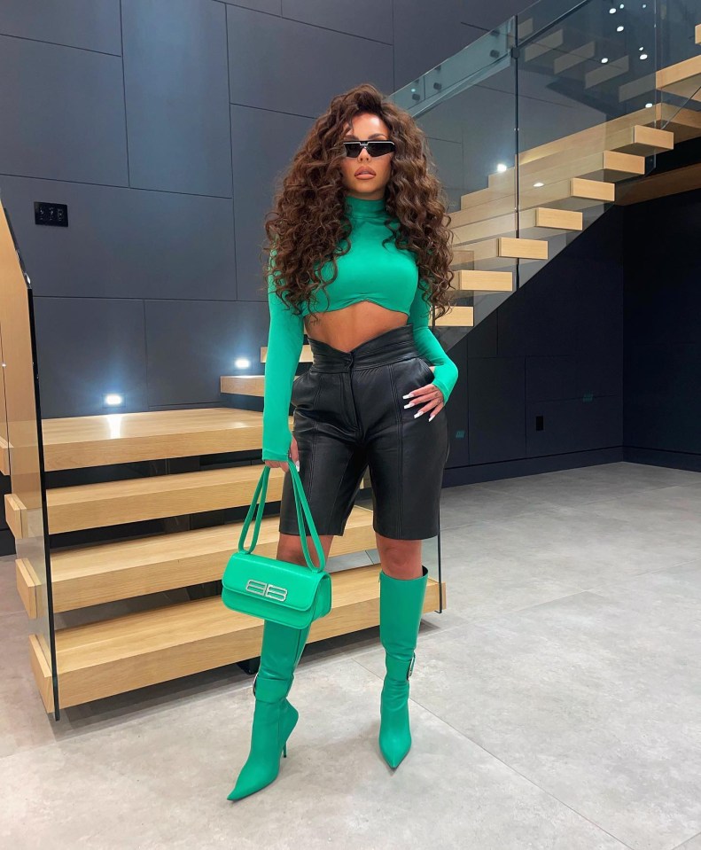 Jesy finished off the look with a futuristic pair of sunglasses