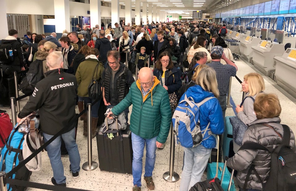 Long queues at Manchester Airport