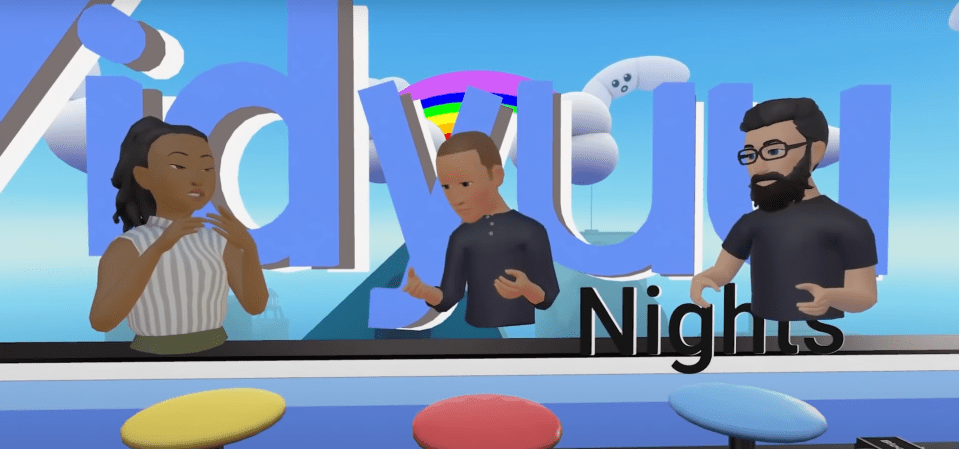 Mark Zuckerberg (centre) has previously spoken to the world from inside the metaverse