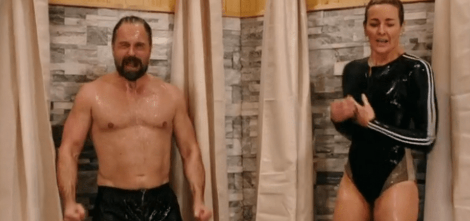 Alfie Boe and Gabby Logan took the cold shower first