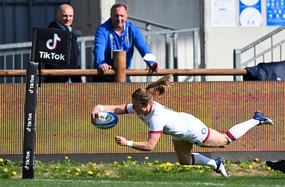 Thompson scored a hat-trick in a thumping 74-0 England win