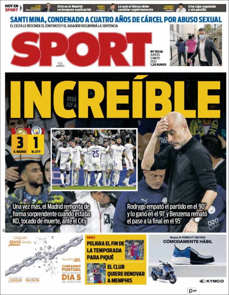 Spanish outlet AS simply called Los Blancos' semi-final victory as "incredible"