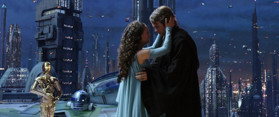 Critics hated Hayden as Anakin in a clinch with Natalie Portman as Senator Amidala in Revenge Of The Sith