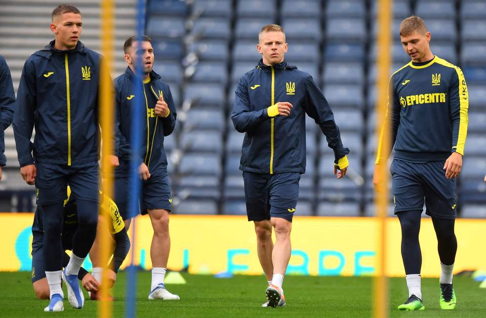 Zinchenko and the rest of the Ukraine squad trained at Hampden Park on Tuesday