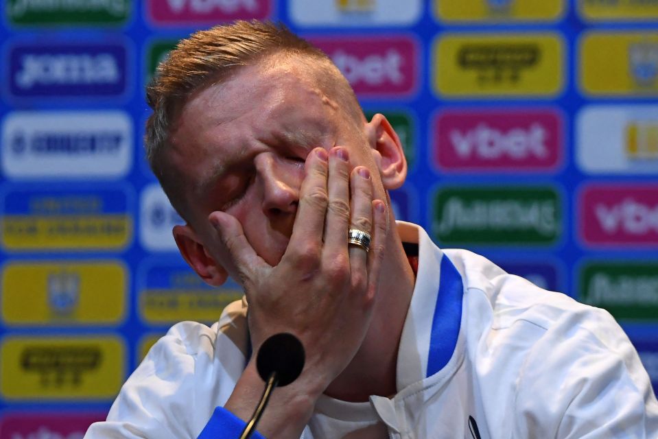 Zinchenko was visibly distraught during the pre-match press conference