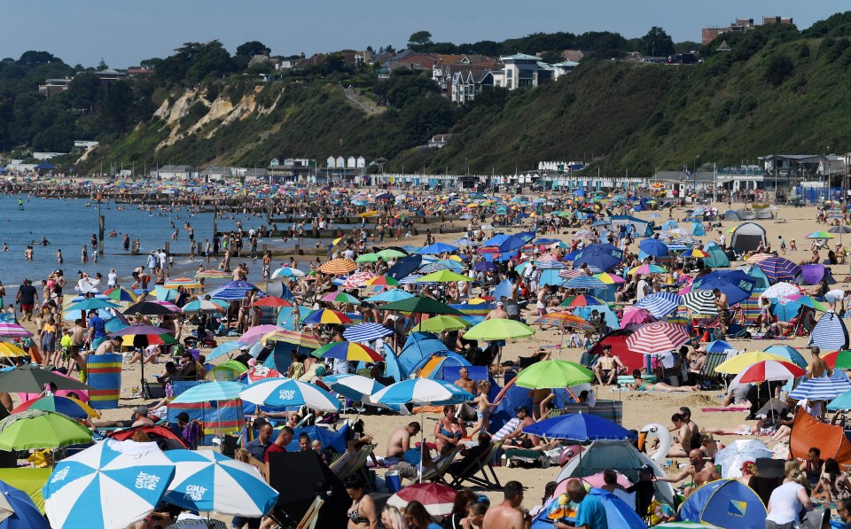 Parts of the country could see its hottest temperature of the year on Tuesday, including this beach in Bournemouth