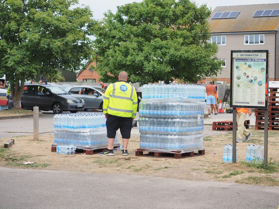 Thousands of people have been queuing for water on the Isle of Sheppey