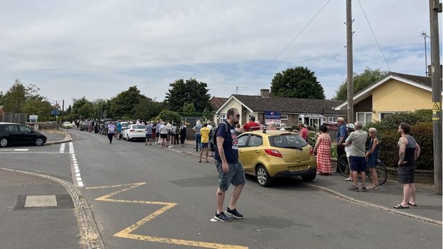 Hundreds queued for water in the village of South Wootton, Norfolk on Sunday