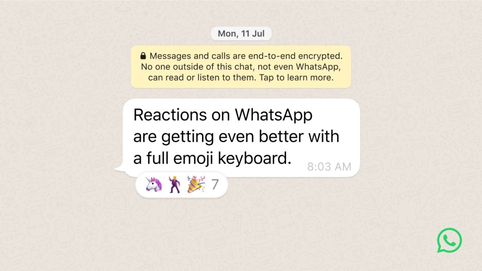 The new feature lets you use much more personalised reactions