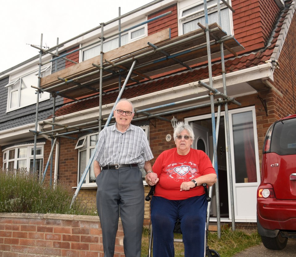 Ruth and Ken Tummons have been caged in by scaffolding since April 26