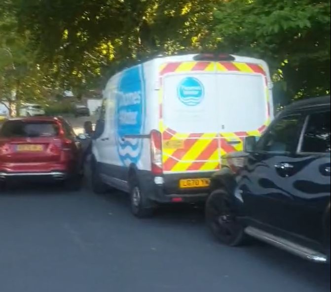 Chris Oxley used the family car to block in Thames Water