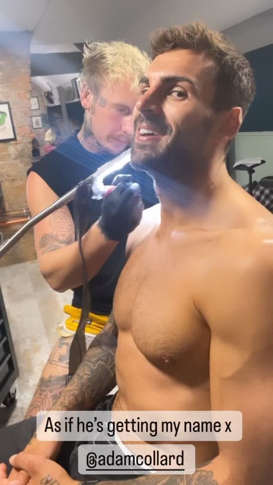 Paige claimed Adam was getting her name inked on him