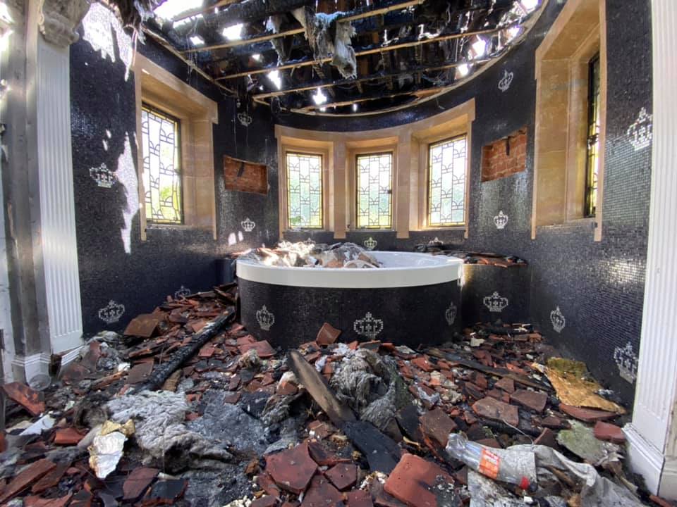 Entire sections of the property have fallen away after the flames were extinguished
