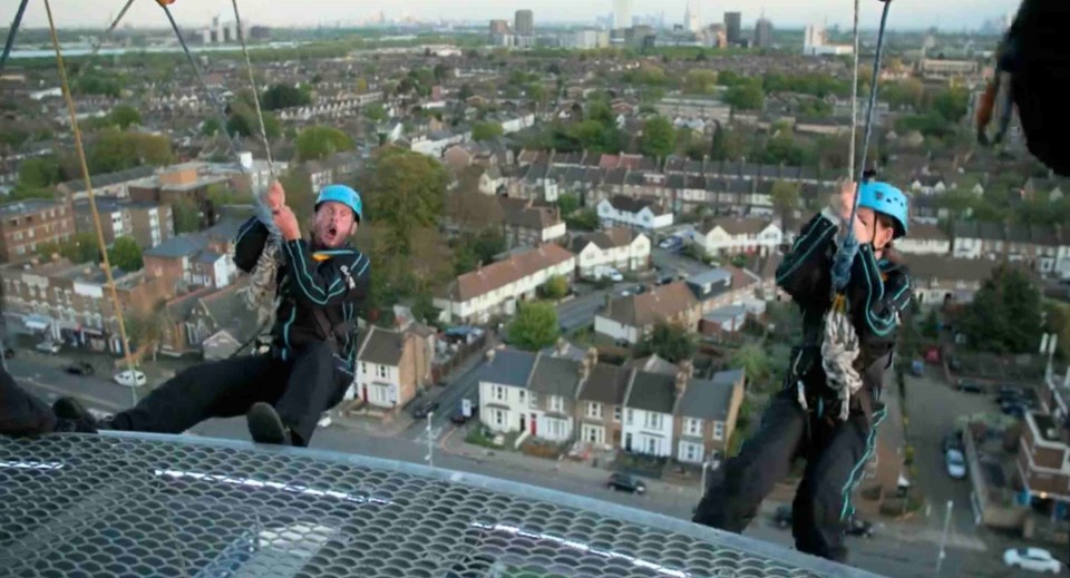 It came after she asked groom George to abseil down Tottenham Hotspur's stadium - despite his fear of heights