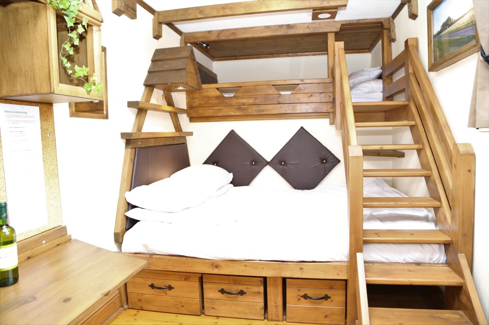 Inside are bunk beds, perfect for families and kids
