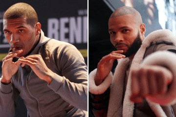 Conor Benn and Chris Eubank Jr. in boxing stances.