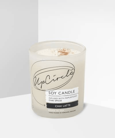 UpCircle Chai Latte soy candle infused with repurposed chai spices.