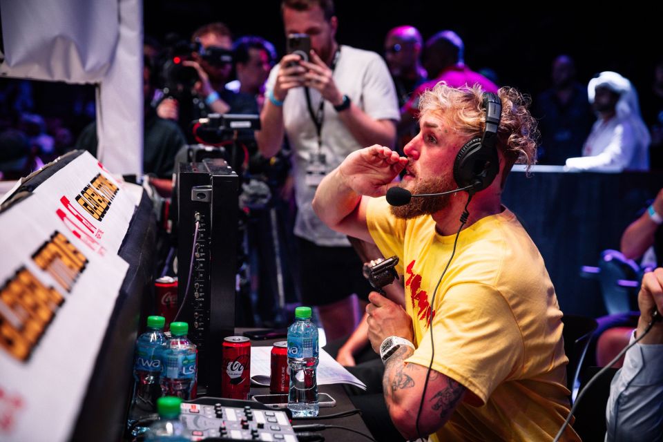 Jake Paul commentating on Tommy Fury's fight