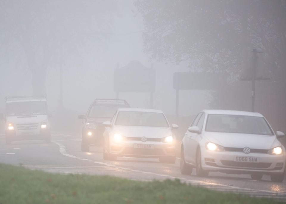Commuters woke up to a dense fog and mist from the South Coast to the Midlands