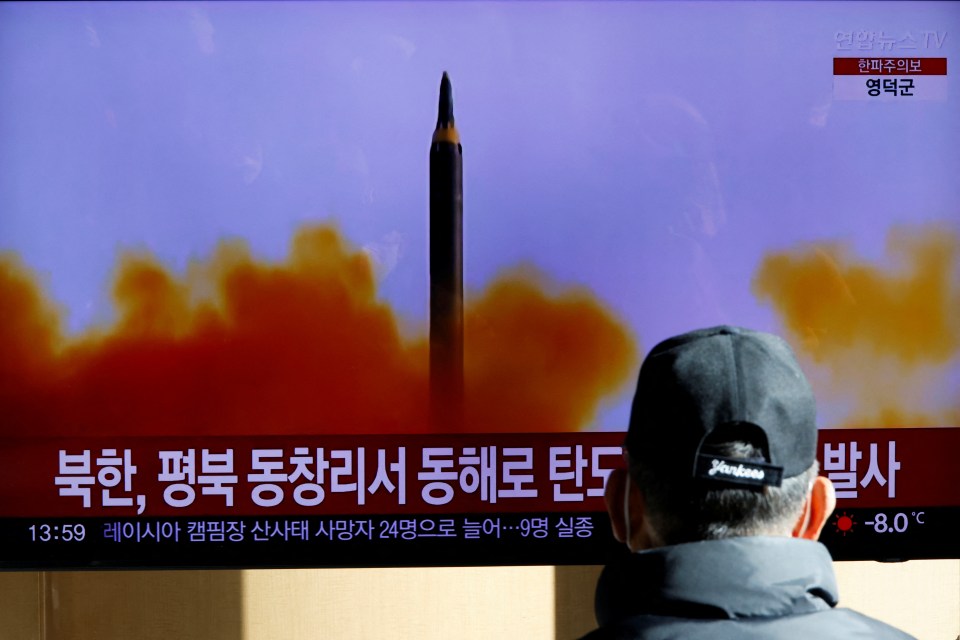 The launches being watched on TV in South Korea