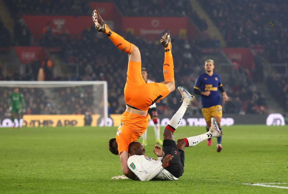 Pope was penalised with a free-kick only