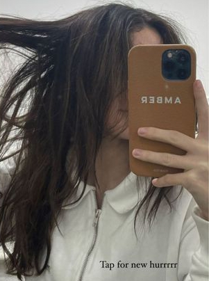 Amber headed to the salon with dark locks