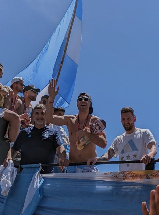 And his controversial antics carried on during the celebrations in Argentina
