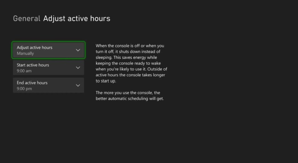 Gamers can also set active hours