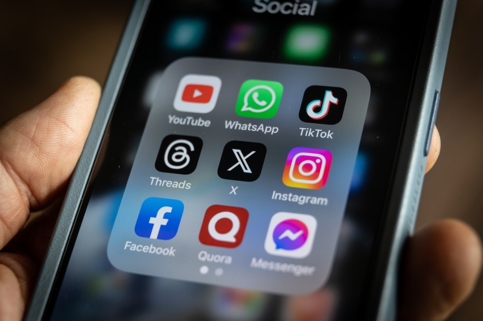 Smartphone screen displaying various social media app icons.