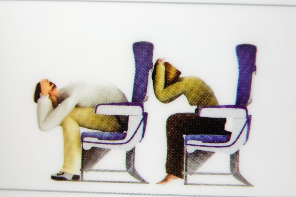 The brace position is designed to protect the neck of the passengers in the event of an emergency