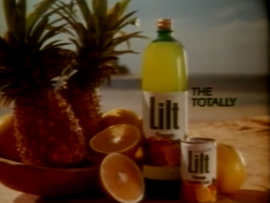 'The Totally Tropical Taste' tagline accompanied the marketing strategy throughout