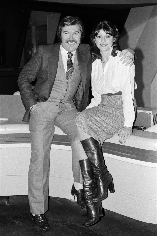 Davies pictured on the World of Sport set with director Patricia Mordecai