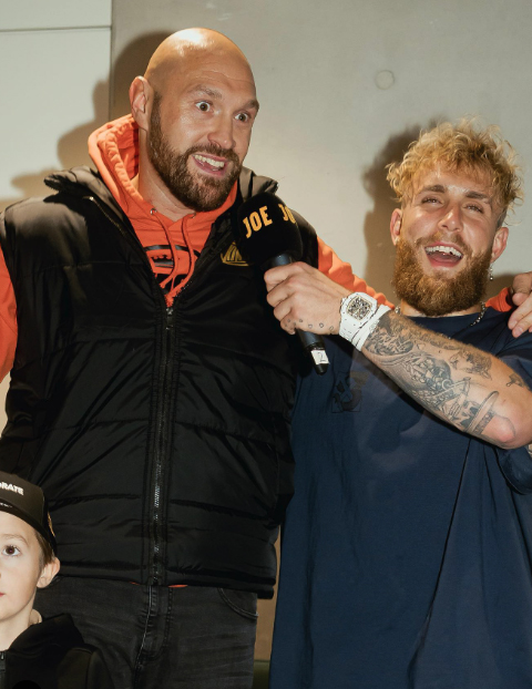 Tyson Fury pictured with Jake Paul