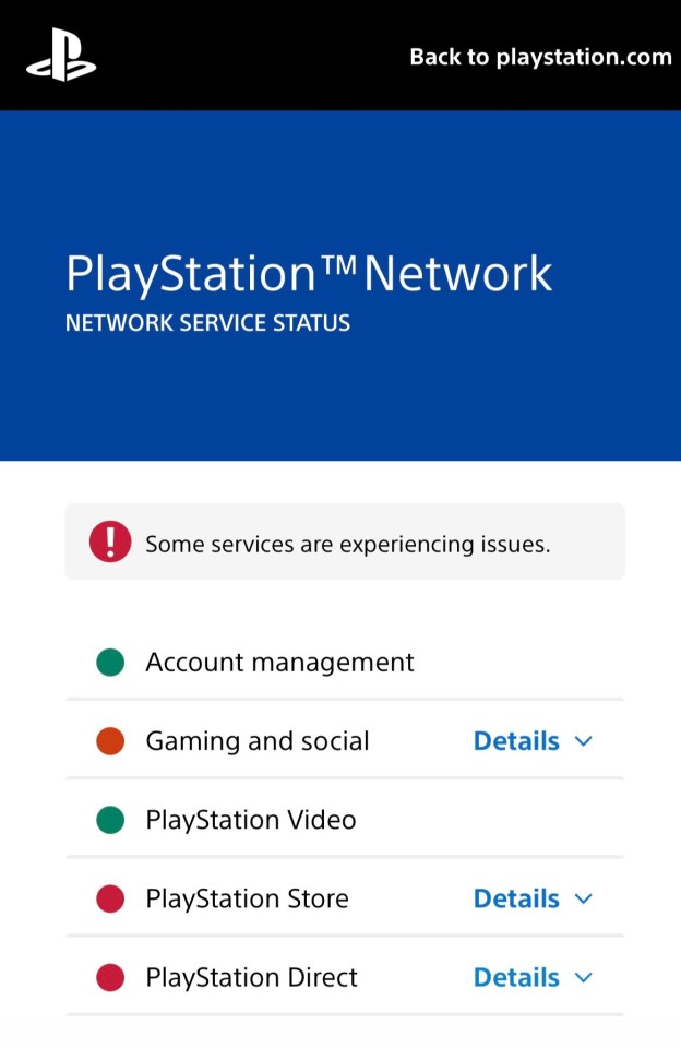 Gamers can't get online at the moment