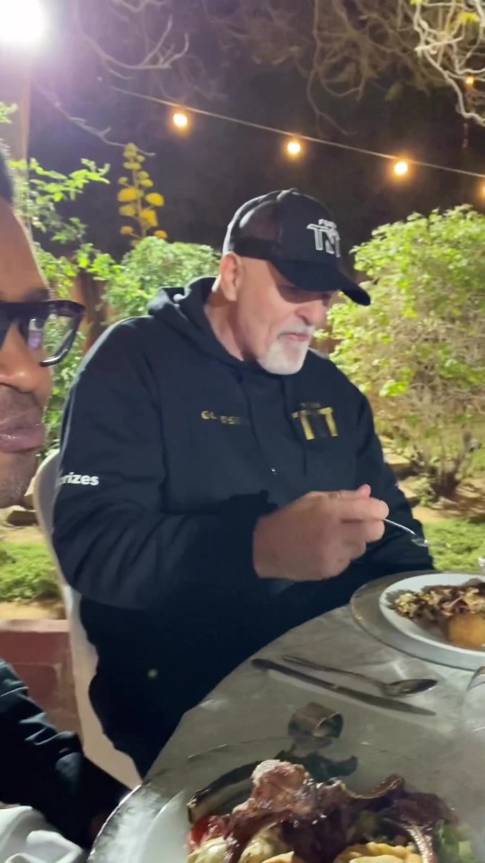 John Fury tucks into his dinner surrounded by boxing greats