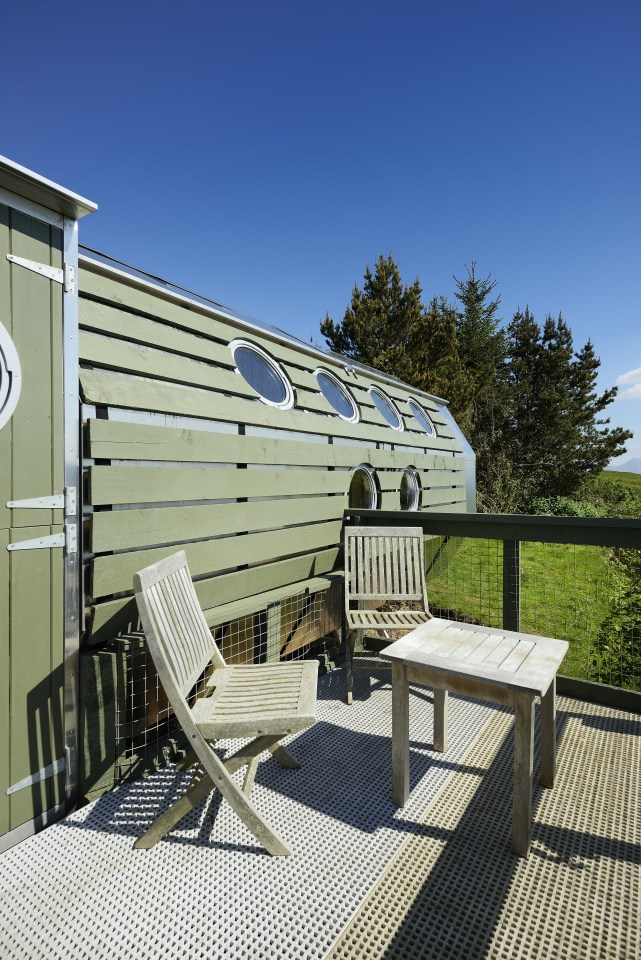 It has an outdoor section for visitors to sit and admire the view across the water