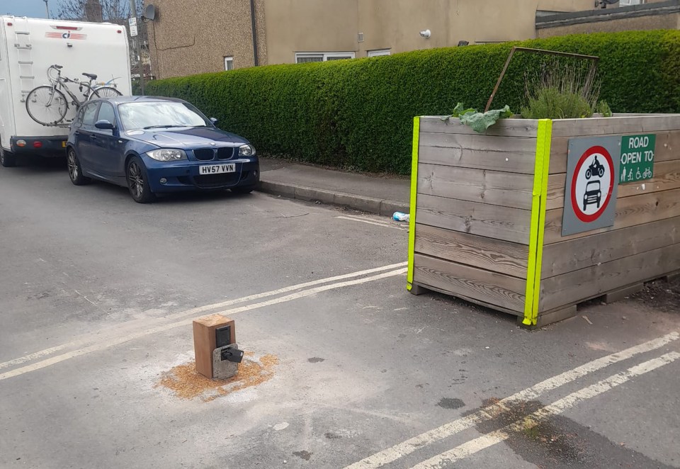 A 'vandal-proof' bollard has been destroyed overnight