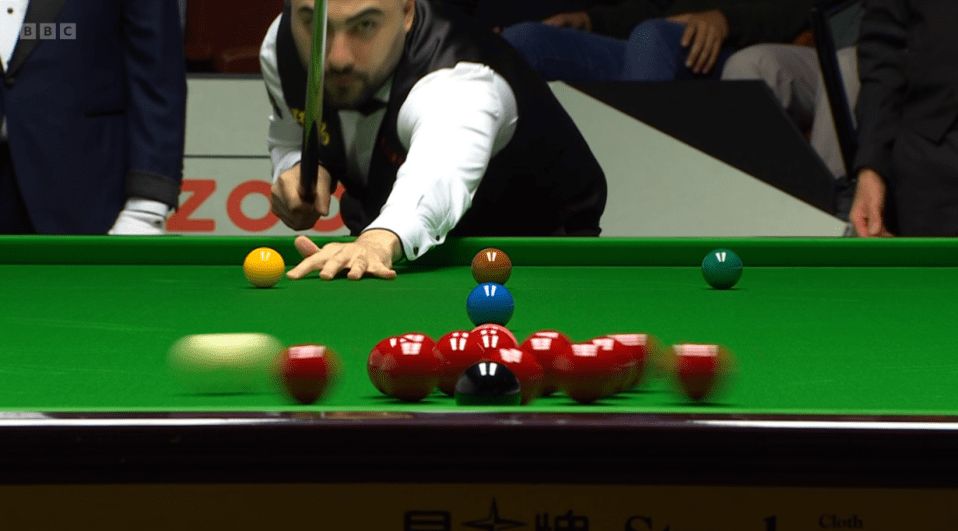 He split the reds apart with the opening ball of the frame