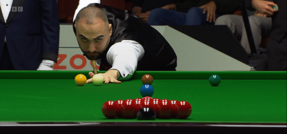 Hossein Vafaei struck the cue ball hard from the break-off