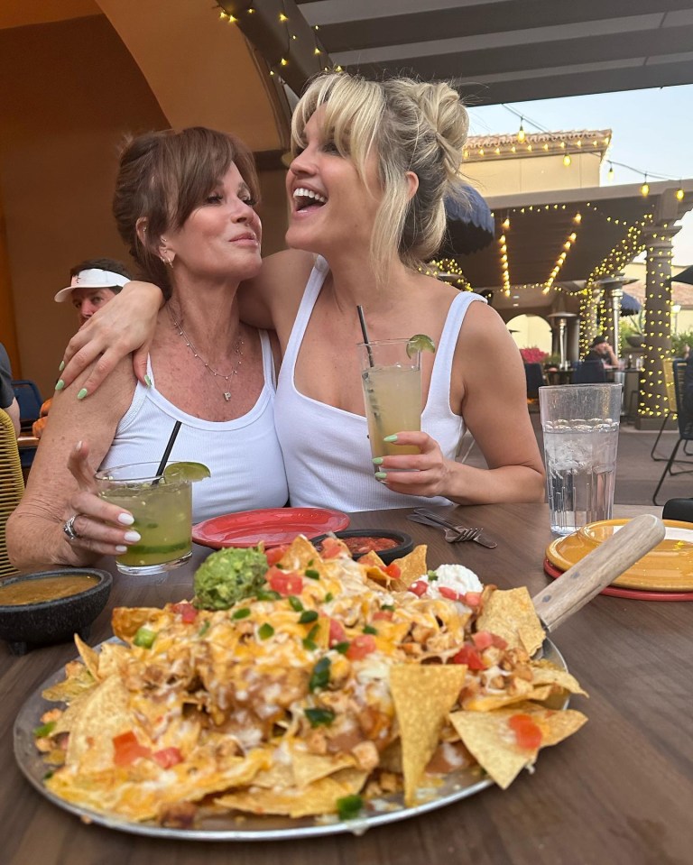 Ashley and her mum Peggy tucked into a plate of nachos on their girls trip
